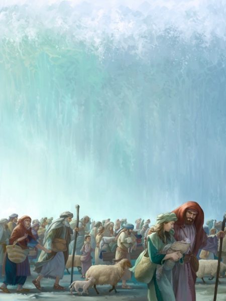 Israelites walk through the Red Sea parted by Moses