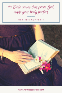 Lynette holding Bible with cosmos flowers Pinterest link