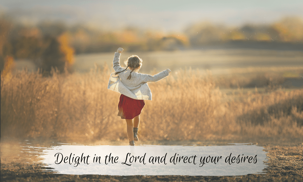 Girl running through field delight in the Lord